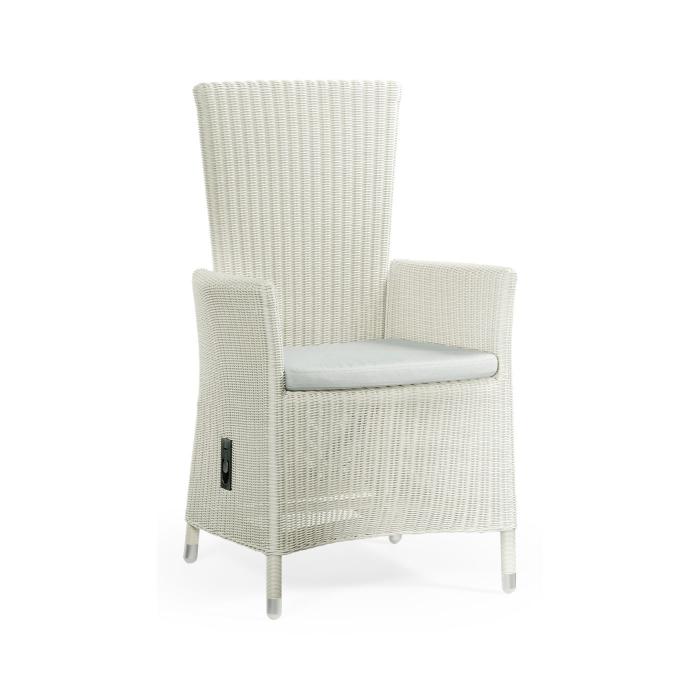 Jonathan Charles White Wicker Rattan Dining Chair with Reclining Back 1