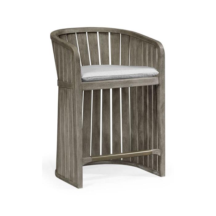 Jonathan Charles Slatted Grey Outdoor Counter Stool in COM 1