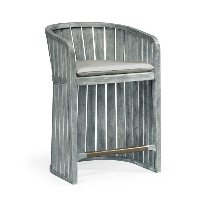 Jonathan Charles Slatted Cloudy Grey Outdoor Counter Stool 1
