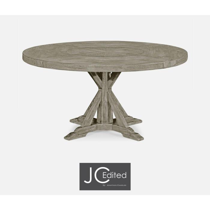 Jonathan Charles Small Round Dining Table Rustic on Bracket Base in Rustic Grey 1