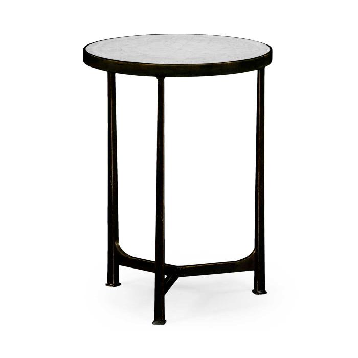 Jonathan Charles Round Lamp Table Contemporary in Eglomise - Bronze 1