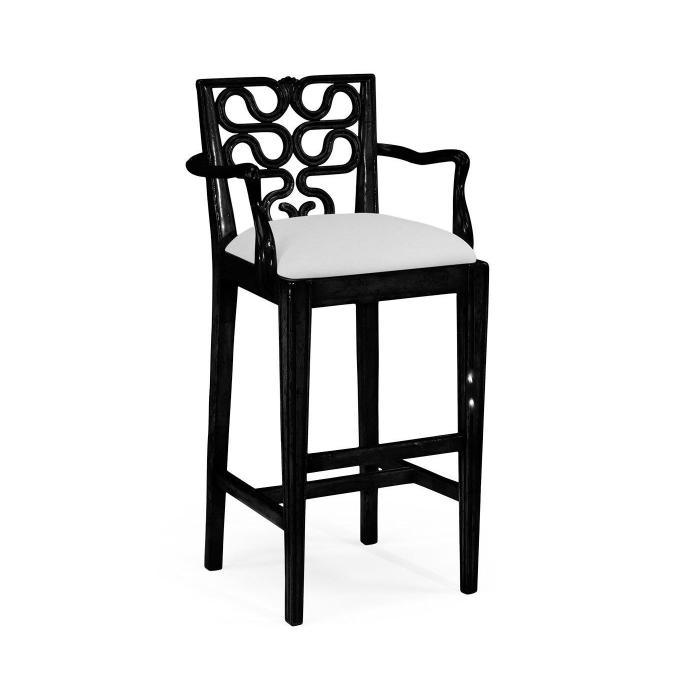 Jonathan Charles Bar Stool with Arms Serpentine in Black - COM 1