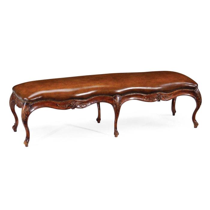 Jonathan Charles Bench French Provincial in Walnut - Leather 1