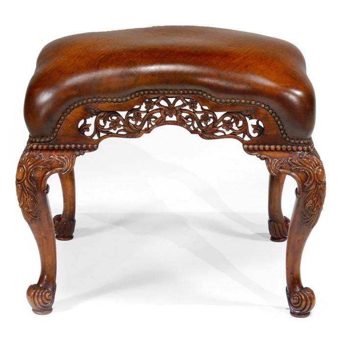 Jonathan Charles Footstool Monarch - Antique Chestnut Leather 1