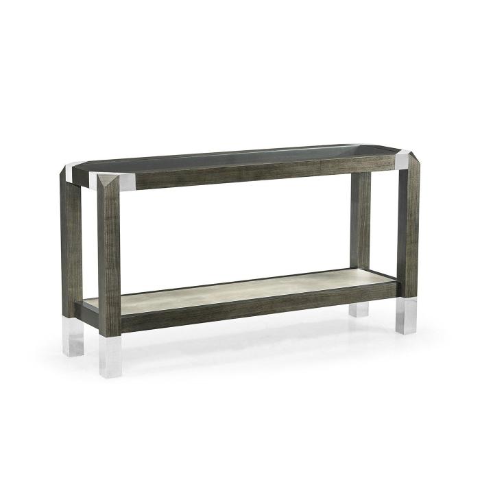 Jonathan Charles Console Table Grey Walnut with Glass Top 1