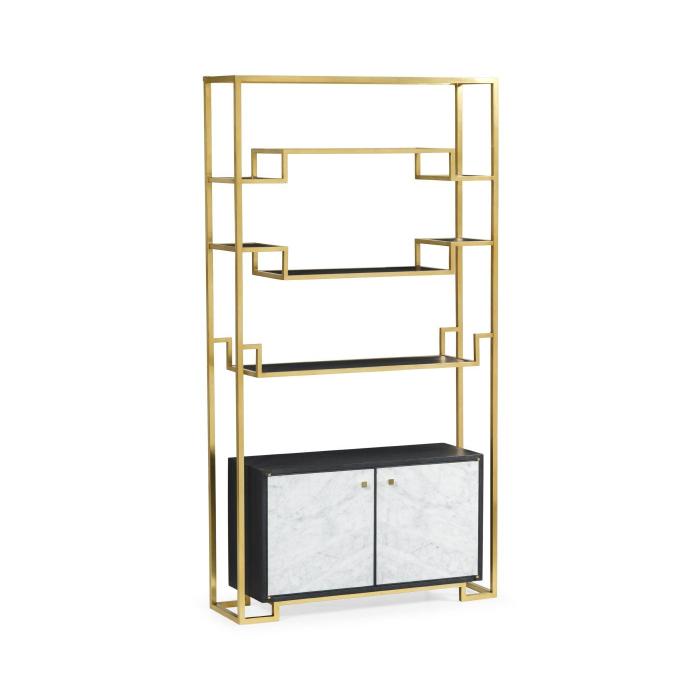 Jonathan Charles Etagere with Base Cabinet in Brass 1