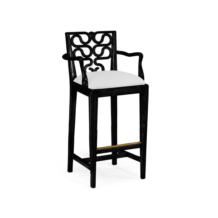 Jonathan Charles Counter Stool with Arms Serpentine in Black - COM 1