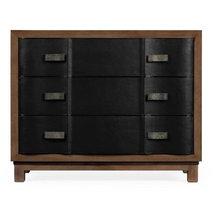Jonathan Charles Chest of Drawers with Black Leather Inlay 2