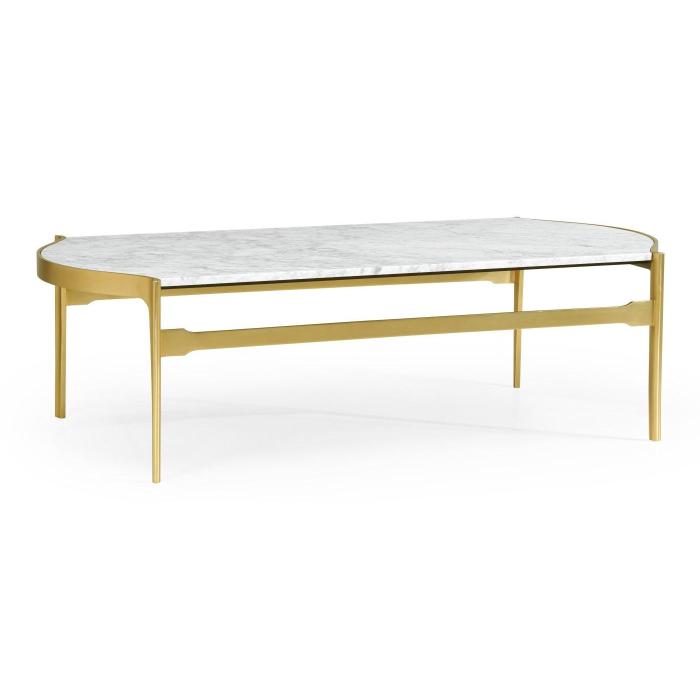 Jonathan Charles Curved Coffee Table with White Carrara Marble Top 1