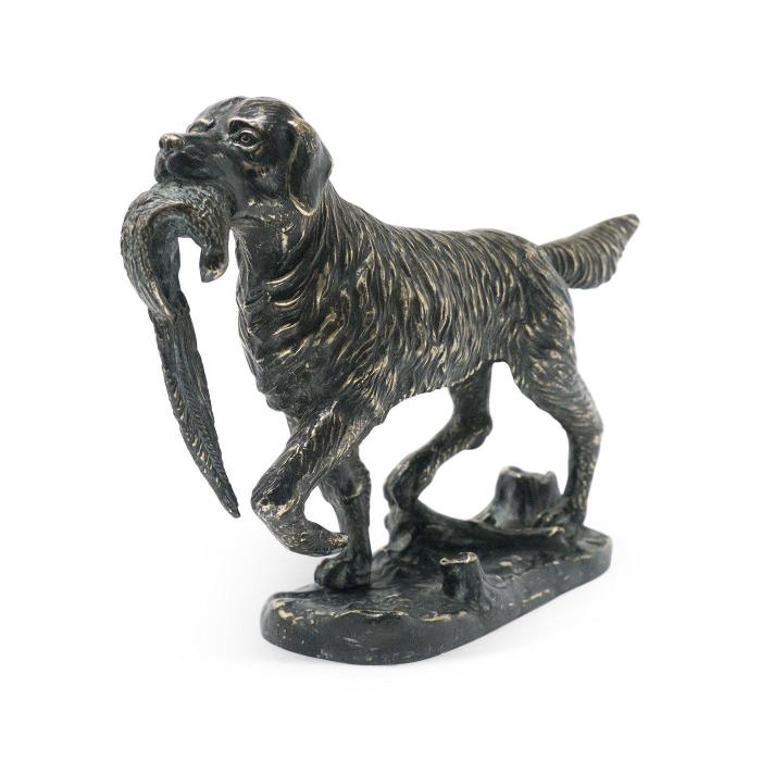 Jonathan Charles Golden Retriever Dog Figurine in Dark Bronze 1