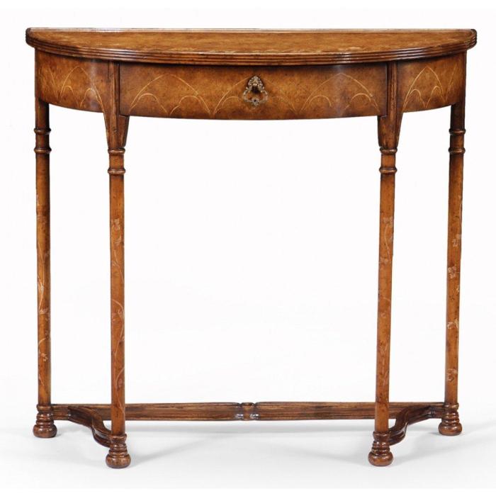 Jonathan Charles Narrow Demilune Console Table Gothic in Walnut 1