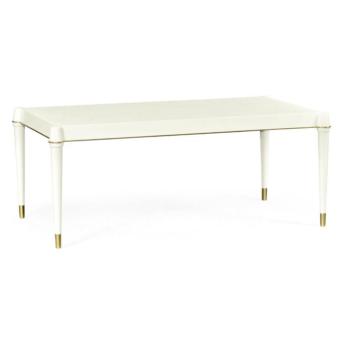 Jonathan Charles Rectangular Coffee Table with Brass Details - Ivory 1