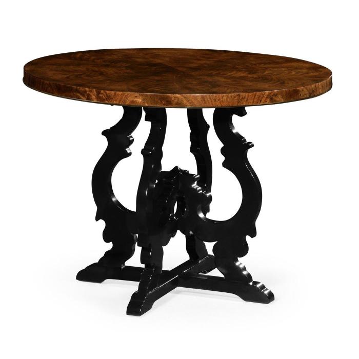 Jonathan Charles Brown mahogany center table with black painted base 1
