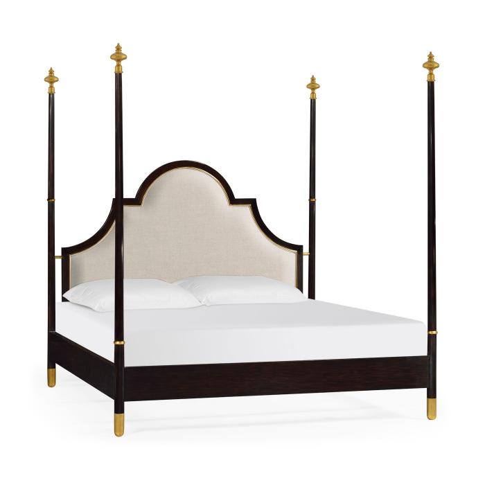 Jonathan Charles Four Poster Ebonised & Gilded UK Queen Bed 1