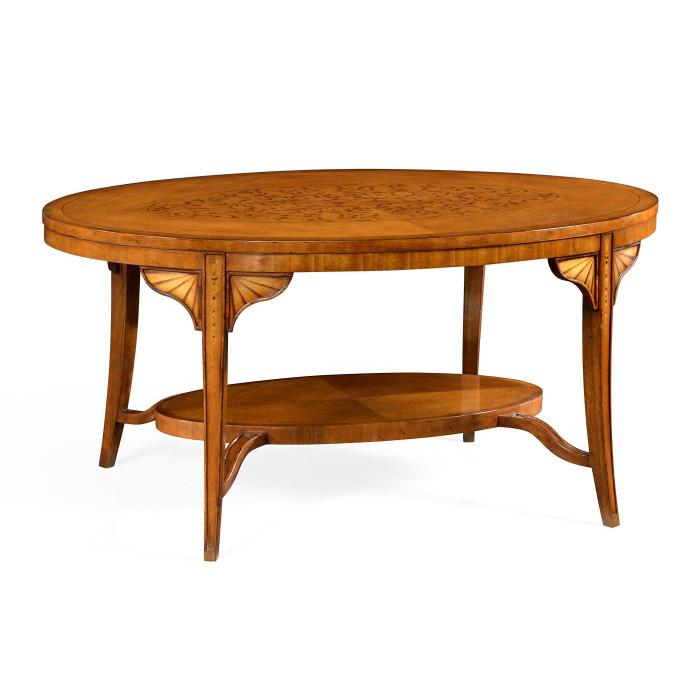 Jonathan Charles Oval Coffee Table Marquetry 1