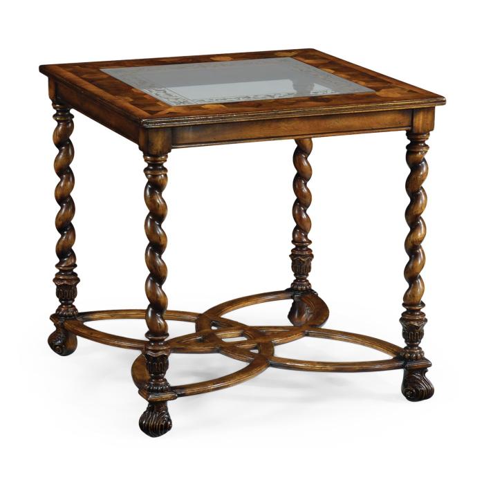 Jonathan Charles Square Side Table Oyster with Eglomise Top - Large 1