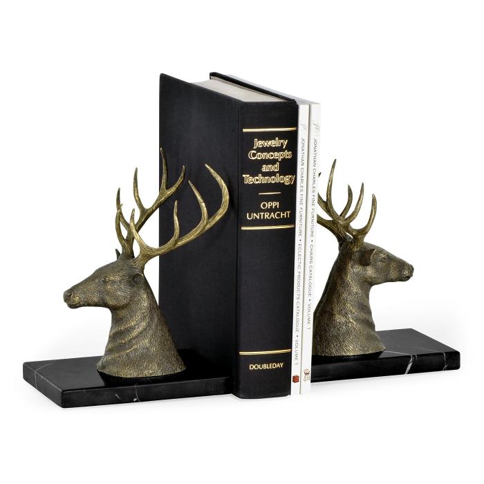 Jonathan Charles Bookends Deer on Marble Base 1