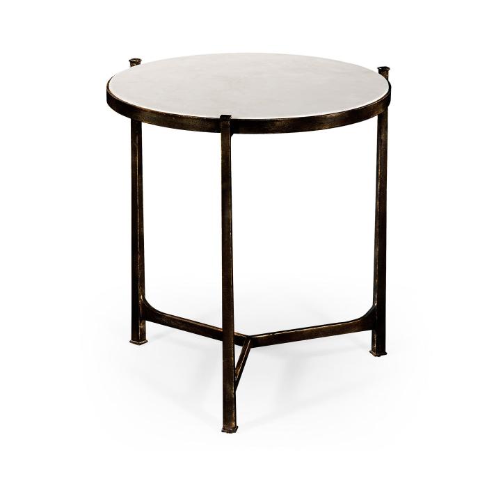 Jonathan Charles Large Round Lamp Table Contemporary in Scagliola - Bronze 1