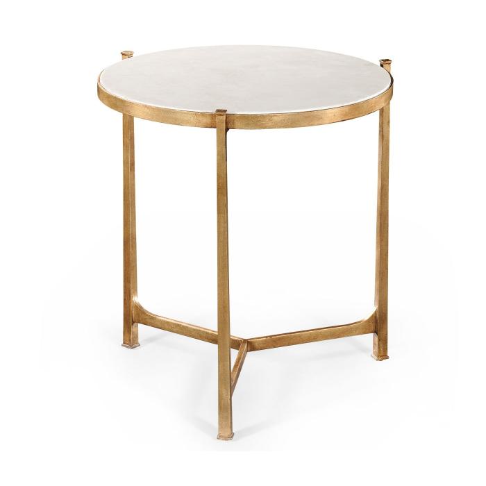 Jonathan Charles Large Round Lamp Table Contemporary in Scagliola - Gilded 1