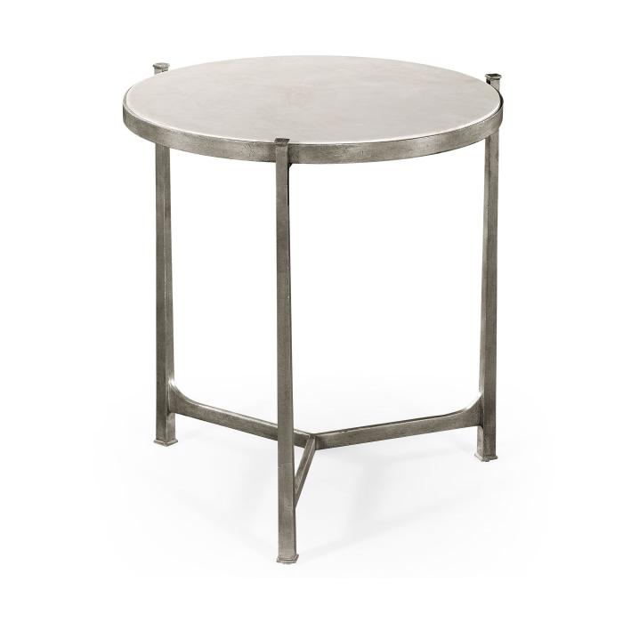 Jonathan Charles Large Round Lamp Table Contemporary in Scagliola - Silver 1