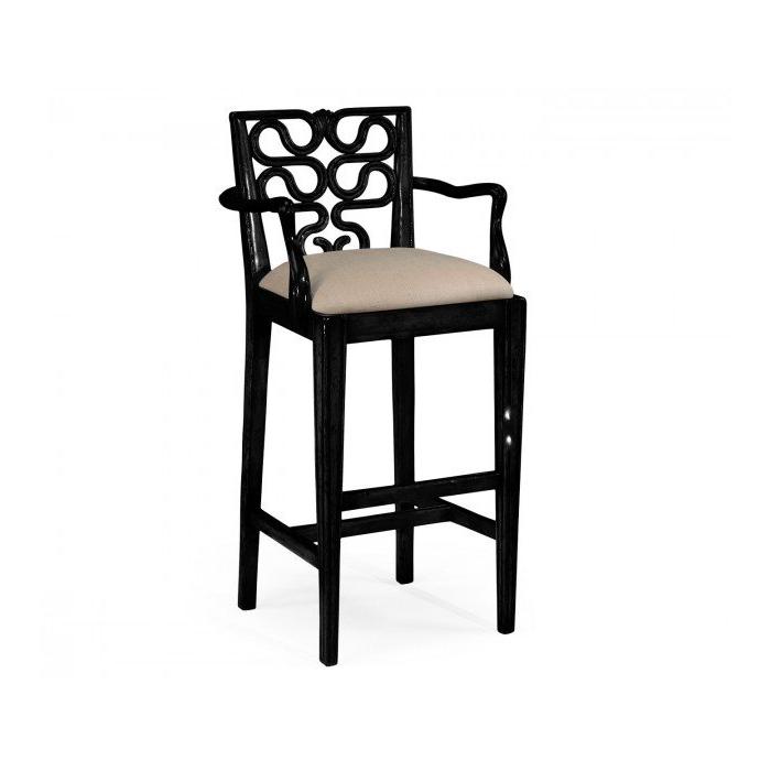 Jonathan Charles Bar Stool with Arms Serpentine in Black - Mazo 1