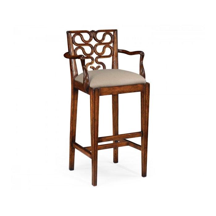 Jonathan Charles Bar Stool with Arms Serpentine in Walnut - Mazo 1