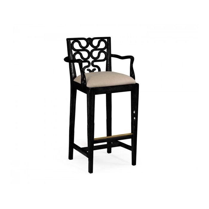 Jonathan Charles Counter Stool with Arms Serpentine in Black - Mazo 1