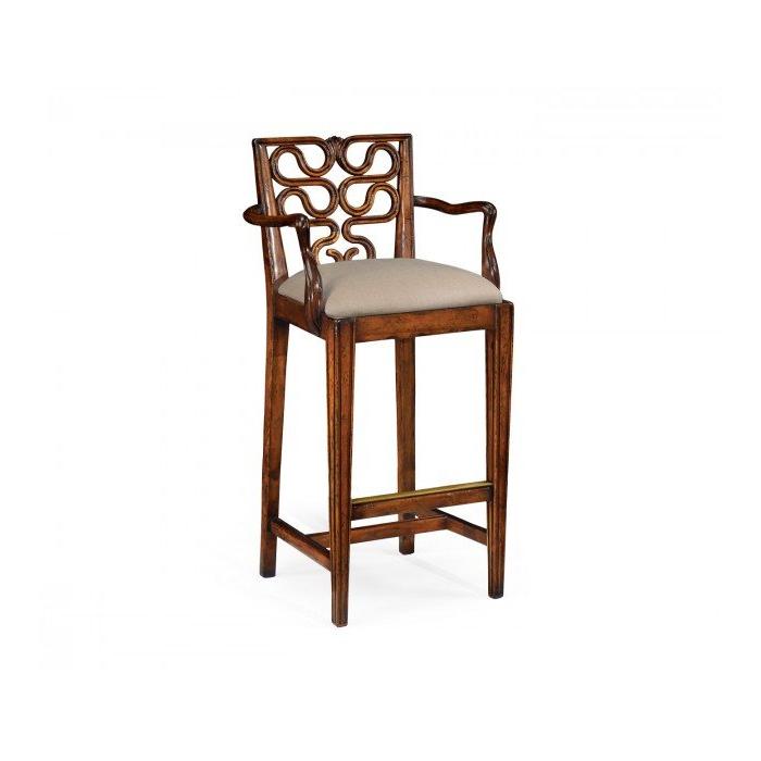 Jonathan Charles Counter Stool with Arms Serpentine in Walnut - Mazo 1