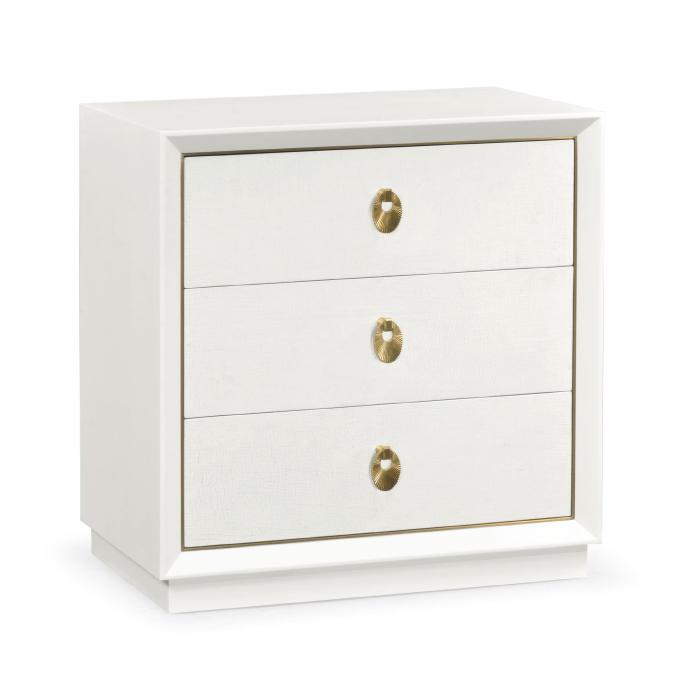 Jonathan Charles Small Chest of Three Drawers Crackle Ceramic Lacquer 1
