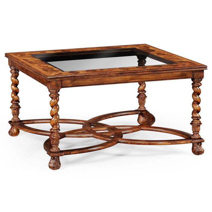 Jonathan Charles Small Square Coffee Table Oyster - Glass Top 1