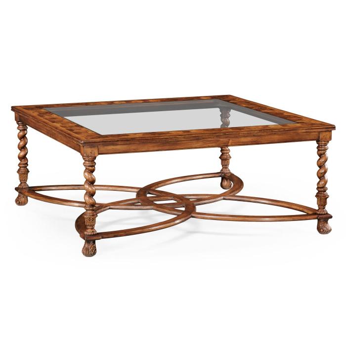 Jonathan Charles Large Square Coffee Table Oyster - Glass Top 1