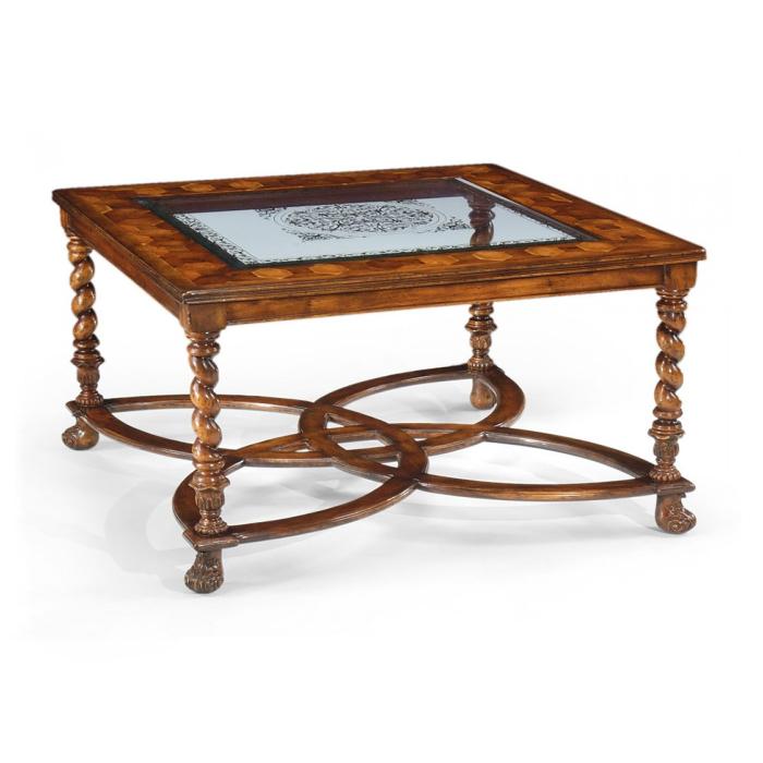 Jonathan Charles Small Square Coffee Table Oyster - Eglomise Top 1