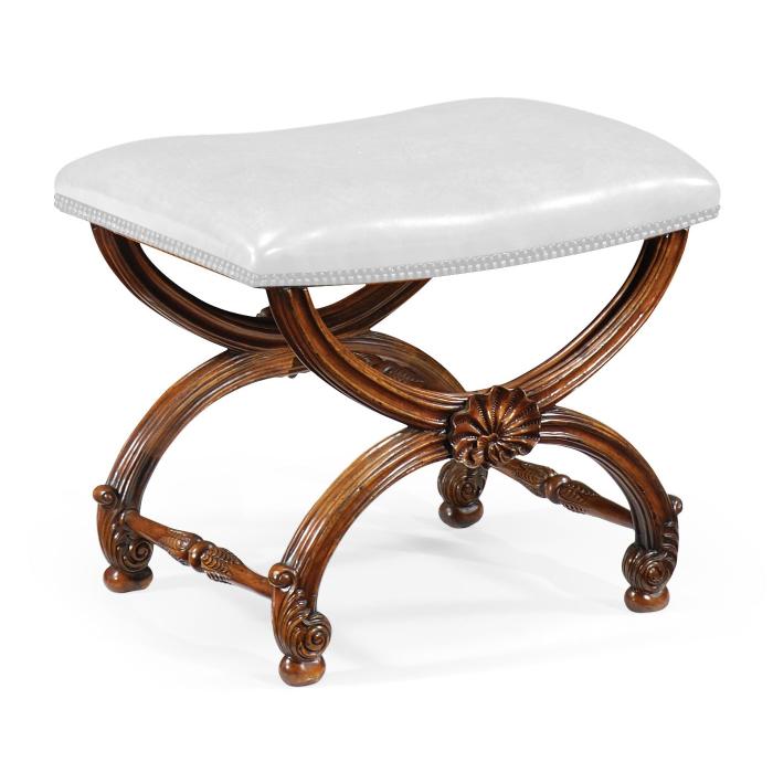 Jonathan Charles Stool with Scallop Shell in Walnut - COM 1