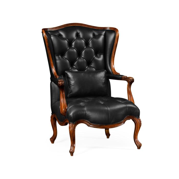 Jonathan Charles Wing Back Chair Monarch - Black Leather 1