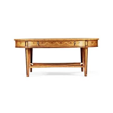 Oval Coffee Table with Drawer Marquetry