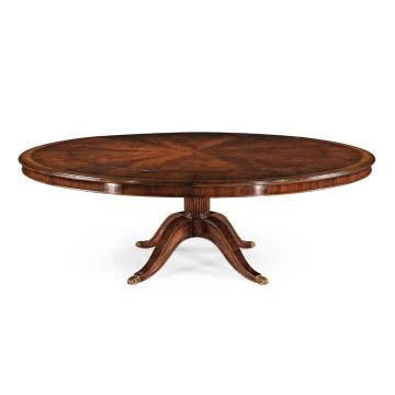 Mahogany Extending Circular Dining Table with Storage Cabinet for Leaves