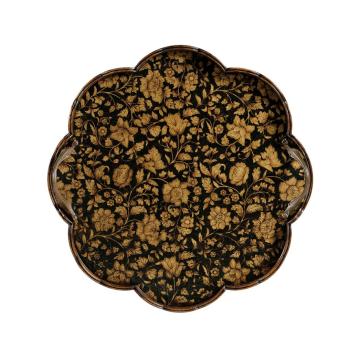 Scalloped Black Chinoiserie Tray
