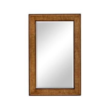 Rectangular burl walnut veneer mirror