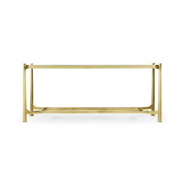 Coffee Table Contemporary with Brass Base - Blanco Marble
