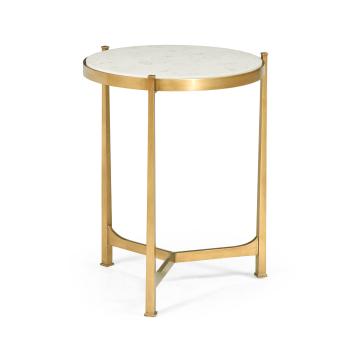 Round End Table Contemporary in Scagliola - Gilded