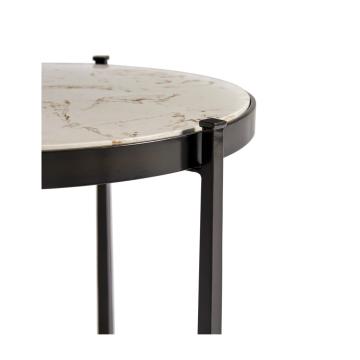 Round End Table Contemporary in Scagliola - Bronze