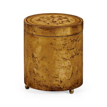 Cylindrical Burl Walnut Box