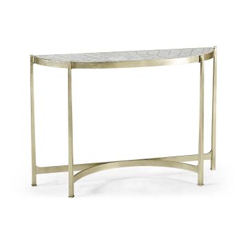 Large Demilune Console Table Contemporary - Silver