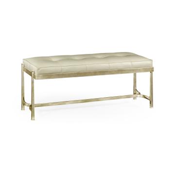 Bench Contemporary in White Leather - Silver