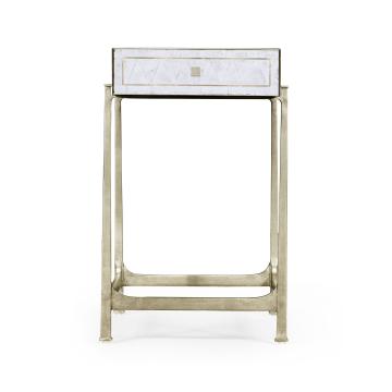 Side Table with Drawer Contemporary in Eglomise - Silver