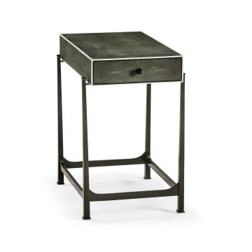 Anthracite faux shagreen & bronze iron side table