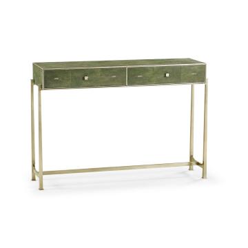 Console Table 1930s in Green Shagreen - Silver
