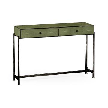 Console Table 1930s in Green Shagreen - Bronze