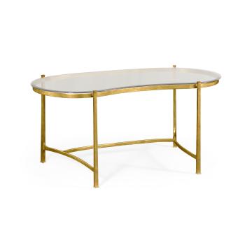 Desk Kidney with Glass Top - Gilded