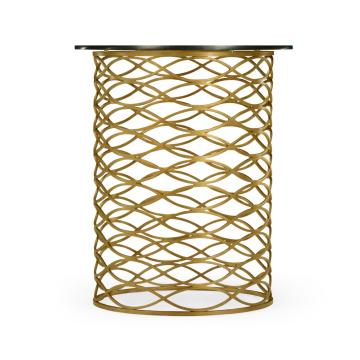 Interlaced gilded & glass side table